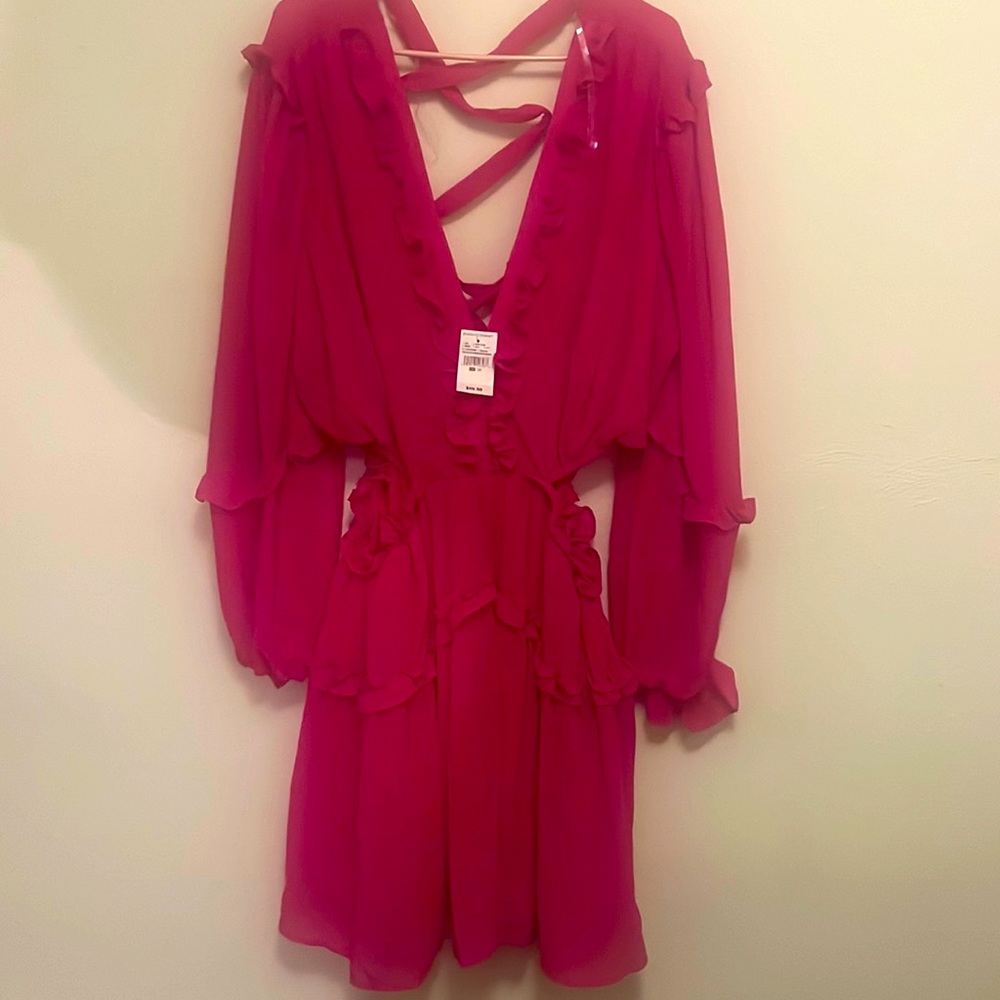 Ashley Stewart Pink Lace Up Dress